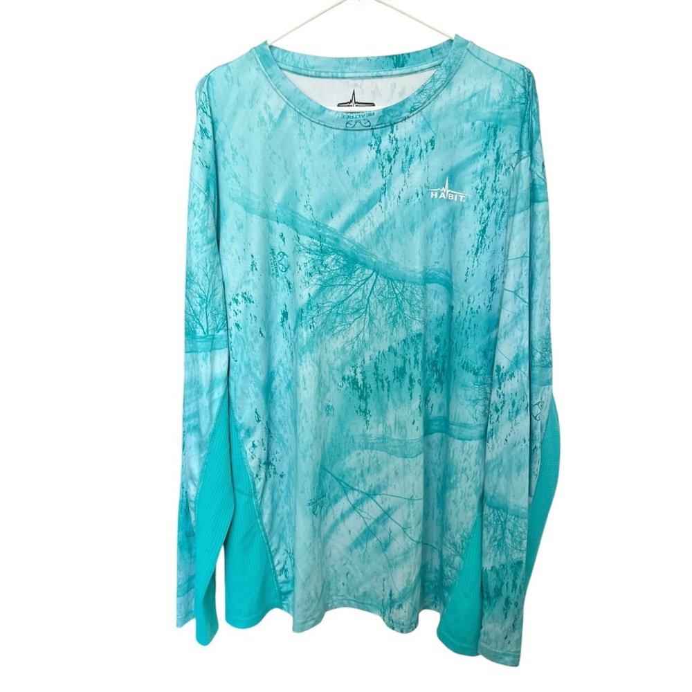 Habit Shirt Men's‎ 2XL Pullover Crew Neck Realtree Fishing Long Sleeve Blue